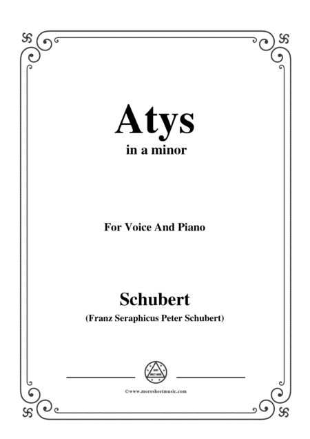 Free Sheet Music Schubert Atys In A Minor For Voice And Piano