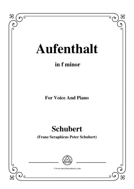 Schubert Aufenthalt In F Minor For Voice Piano Sheet Music