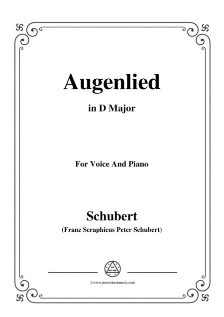Free Sheet Music Schubert Augenlied In D Major For Voice Piano