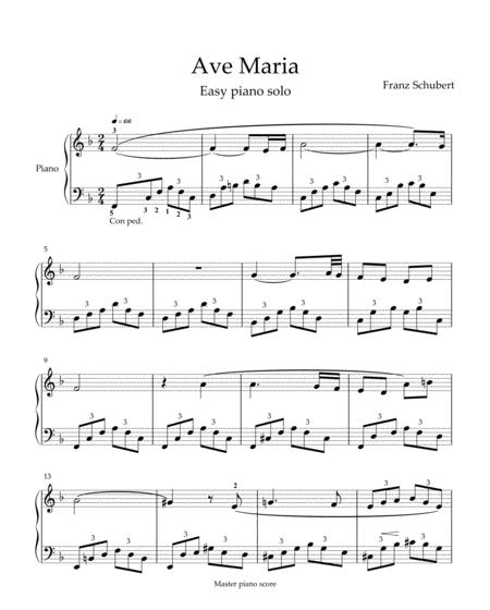 Schubert Ave Maria Easy Piano Arrangement In F Sheet Music