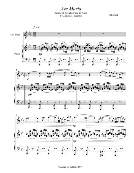 Free Sheet Music Schubert Ave Maria For Alto Flute Piano