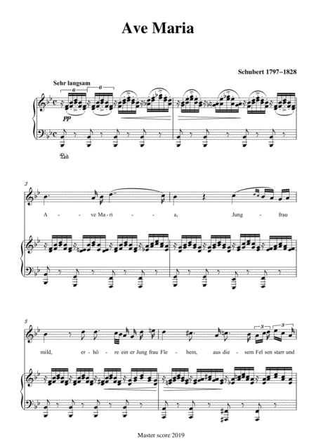 Free Sheet Music Schubert Ave Maria For Voice And Piano In B Flat Key