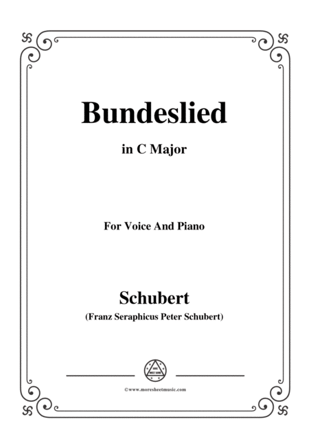 Free Sheet Music Schubert Bundeslied In C Major For Voice Piano