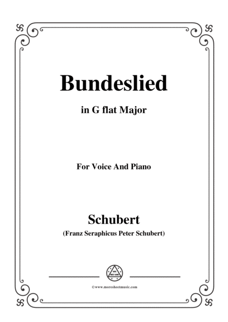 Free Sheet Music Schubert Bundeslied In G Flat Major For Voice Piano