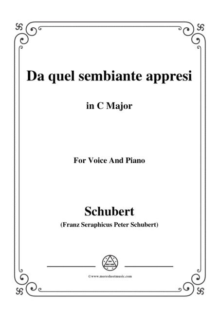 Schubert Da Quel Sembiante Appresi In C Major For Voice And Piano Sheet Music