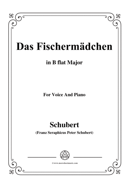 Schubert Das Fischermdchen In B Flat Major For Voice And Piano Sheet Music