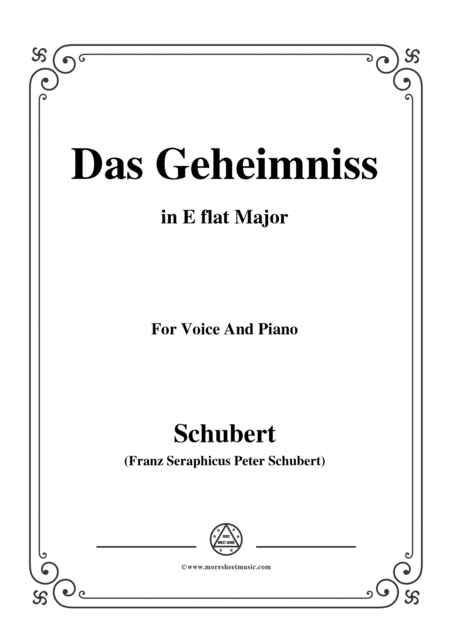 Schubert Das Geheimniss Op 173 No 2 In E Flat Major For Voice Piano Sheet Music