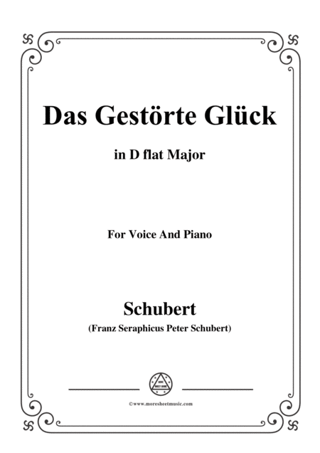 Schubert Das Gestrte Glck In D Flat Major For Voice Piano Sheet Music