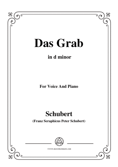 Free Sheet Music Schubert Das Grab In D Minor For Voice And Piano