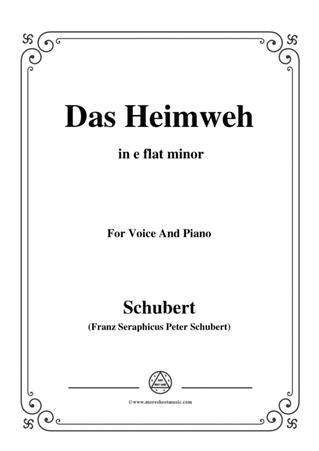 Schubert Das Heimweh Op 79 No 1 In E Flat Minor For Voice And Piano Sheet Music