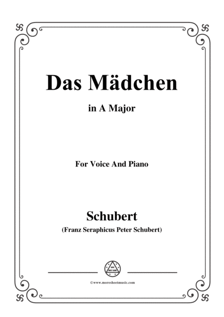 Free Sheet Music Schubert Das Mdchen In A Major For Voice Piano