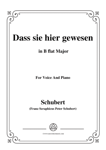 Schubert Dass Sei Hier Gewesen In B Flat Major Op 59 No 2 For Voice And Piano Sheet Music