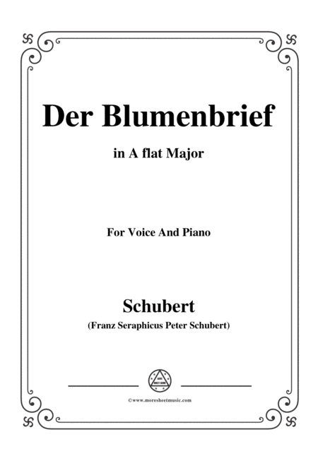 Schubert Der Blumenbrief In A Flat Major For Voice Piano Sheet Music