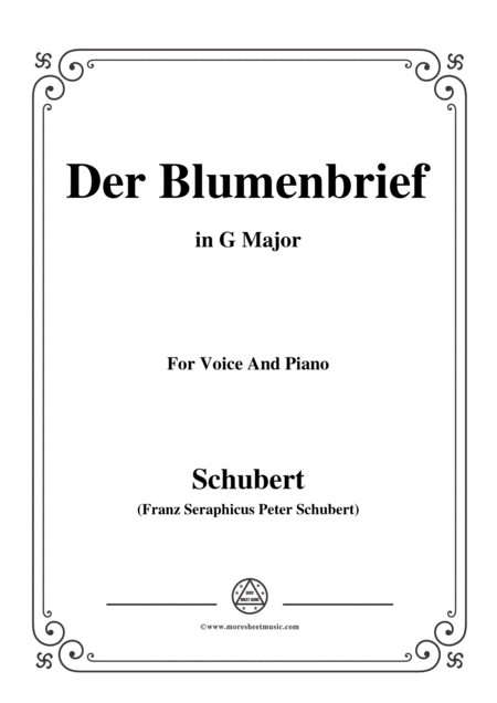 Free Sheet Music Schubert Der Blumenbrief In G Major For Voice Piano