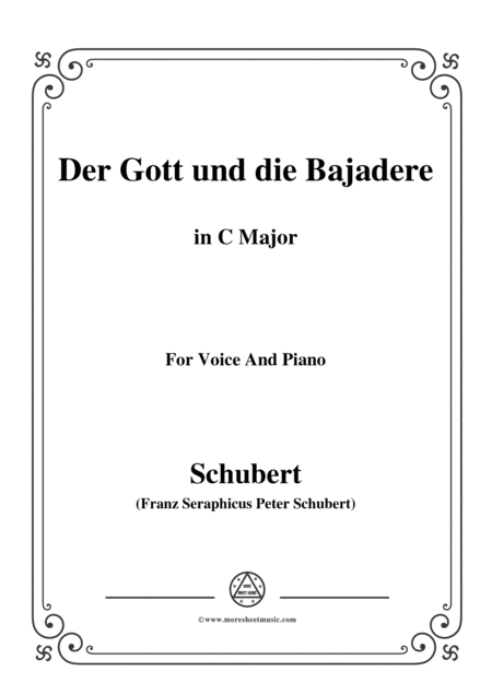 Free Sheet Music Schubert Der Gott Und Die Bajadere In C Major For Voice Piano