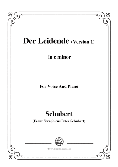 Free Sheet Music Schubert Der Leidende The Sufferer Version 1 D 432 In C Minor For Voice Piano