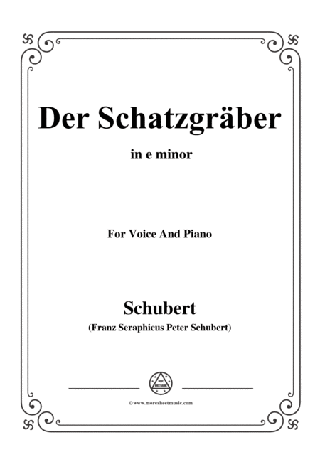 Free Sheet Music Schubert Der Schatzgrber In E Minor For Voice And Piano