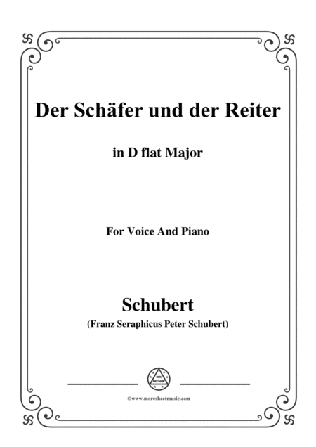 Schubert Der Schfer Und Der Reiter In D Flat Major Op 13 No 1 For Voice And Piano Sheet Music