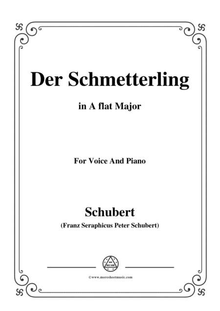 Schubert Der Schmetterling Op 57 No 1 In A Flat Major For Voice Piano Sheet Music