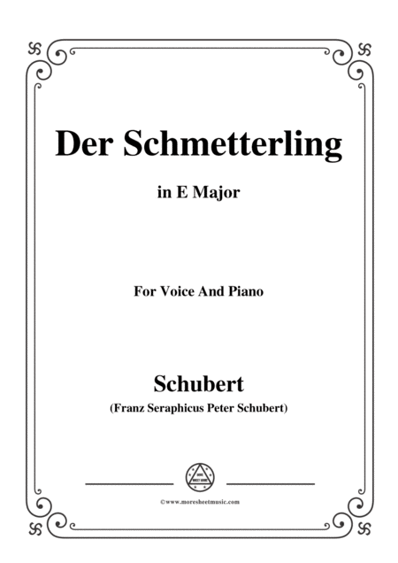 Schubert Der Schmetterling Op 57 No 1 In E Major For Voice Piano Sheet Music