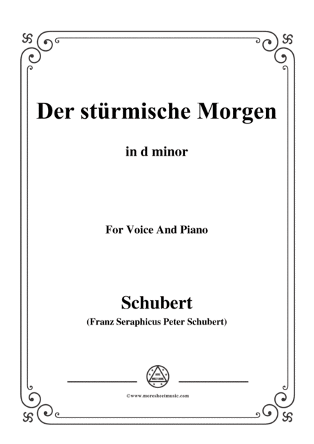 Schubert Der Strmische Morgen From Winterreise Op 89 D 911 No 18 In D Minor For Voice Piano Sheet Music