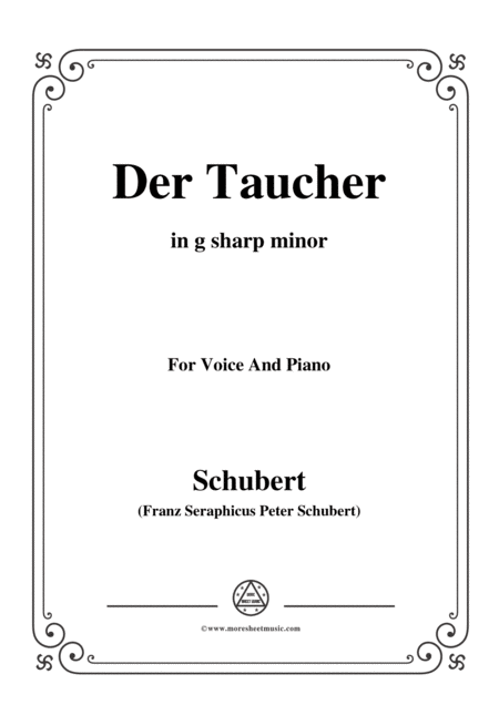 Schubert Der Taucher The Diver D 77 Formerly D 111 In G Sharp Minor For Voice Pno Sheet Music