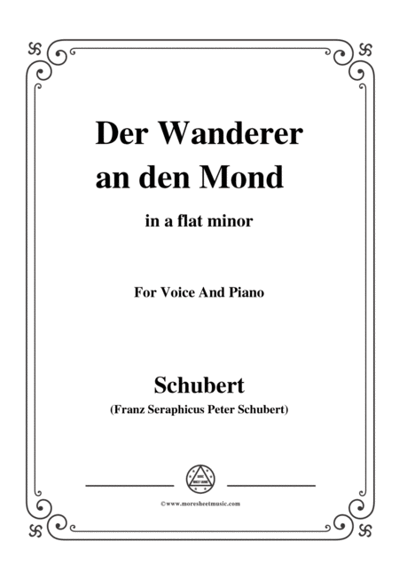 Schubert Der Wanderer An Den Mond Op 80 In A Flat Minor For Voice Piano Sheet Music