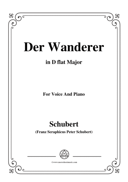 Schubert Der Wanderer Op 65 No 2 In D Flat Major For Voice Piano Sheet Music