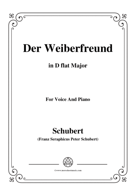 Schubert Der Weiberfreund The Philanderer D 271 In D Flat Major For Voice Piano Sheet Music