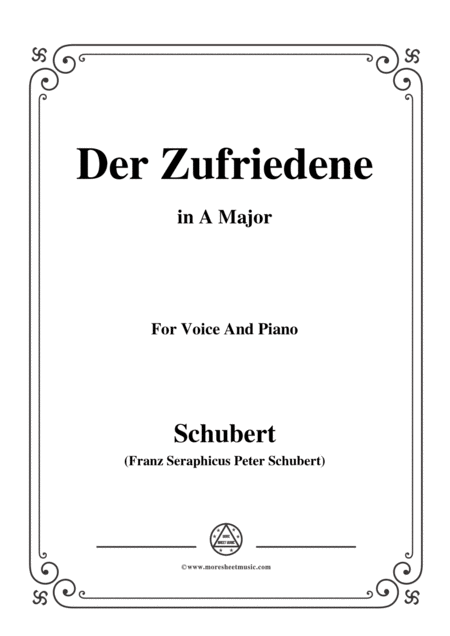 Free Sheet Music Schubert Der Zufriedene In A Major For Voice Piano