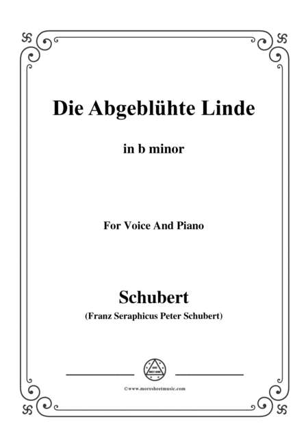 Schubert Die Abgeblhte Linde The Faded Linden Tree Op 7 No 1 In B Minor For Voice Pno Sheet Music