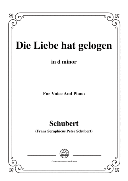Free Sheet Music Schubert Die Liebe Hat Gelogen In D Minor Op 23 No 1 For Voice And Piano