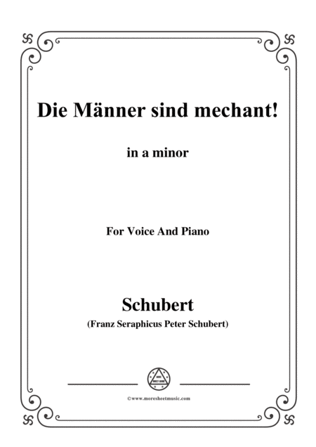 Free Sheet Music Schubert Die Mnner Sind Mechant In A Minor Op 95 No 3 For Voice And Piano