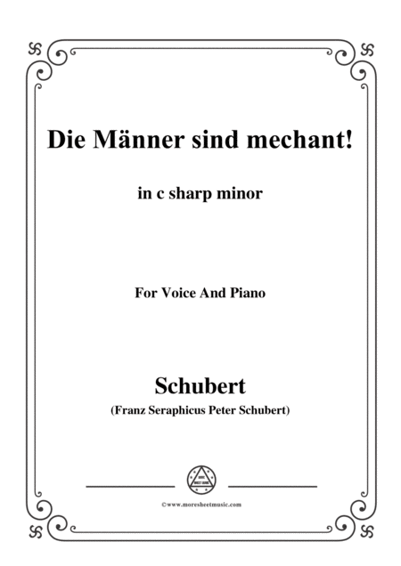 Schubert Die Mnner Sind Mechant In C Sharp Minor Op 95 No 3 For Voice And Piano Sheet Music