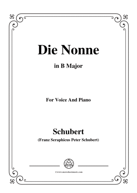 Schubert Die Nonne In B Major D 208 For Voice And Piano Sheet Music