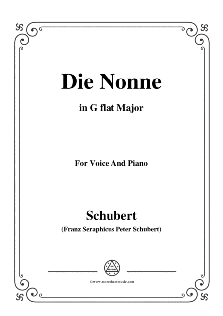 Schubert Die Nonne In G Flat Major D 208 For Voice And Piano Sheet Music