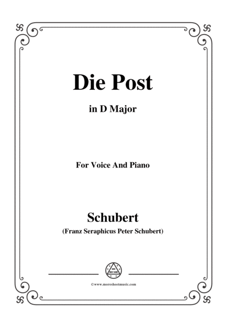 Schubert Die Post From Winterreise Op 89 D 911 No 13 In D Major For Voice Piano Sheet Music