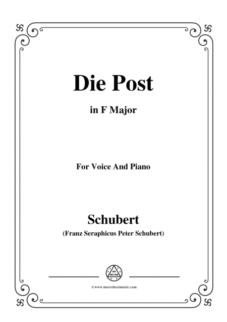 Free Sheet Music Schubert Die Post From Winterreise Op 89 D 911 No 13 In F Major For Voice Piano