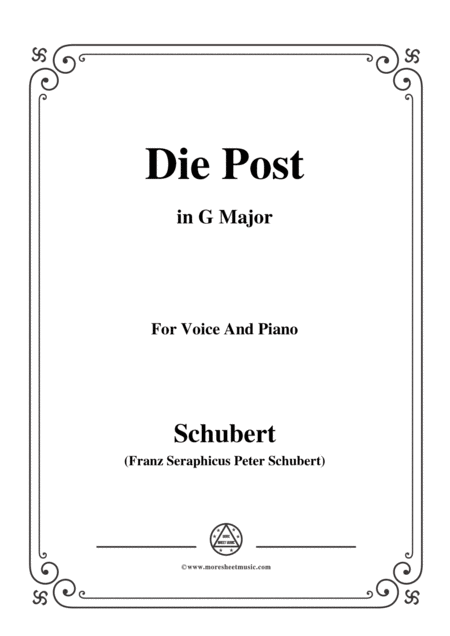 Schubert Die Post From Winterreise Op 89 D 911 No 13 In G Major For Voice Piano Sheet Music