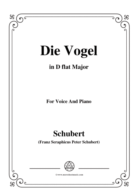 Schubert Die Vogel Op 172 No 6 In D Flat Major For Voice Piano Sheet Music