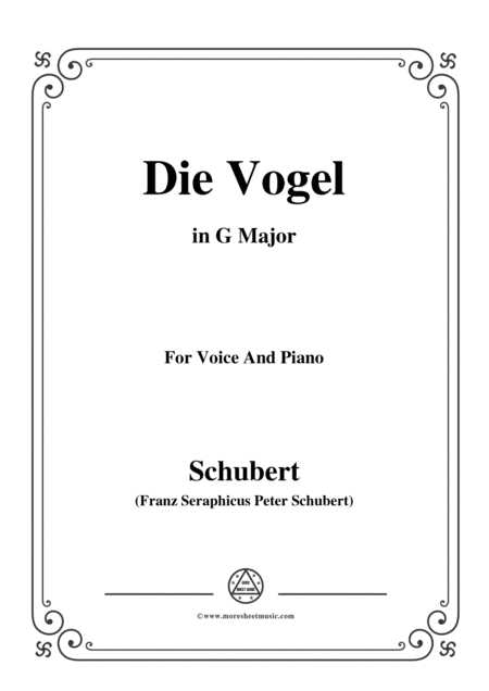 Free Sheet Music Schubert Die Vogel Op 172 No 6 In G Major For Voice Piano