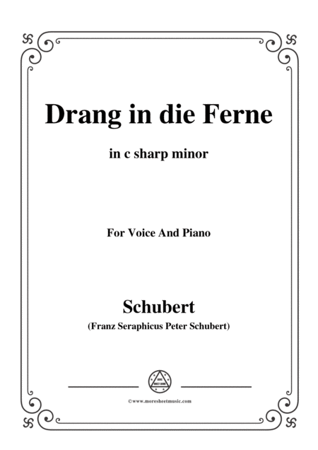 Schubert Drang In Die Ferne Op 71 In C Sharp Minor For Voice Piano Sheet Music