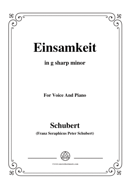 Schubert Einsamkeit From Winterreise Op 89 D 911 No 12 In G Sharp Minor For Voice Pno Sheet Music