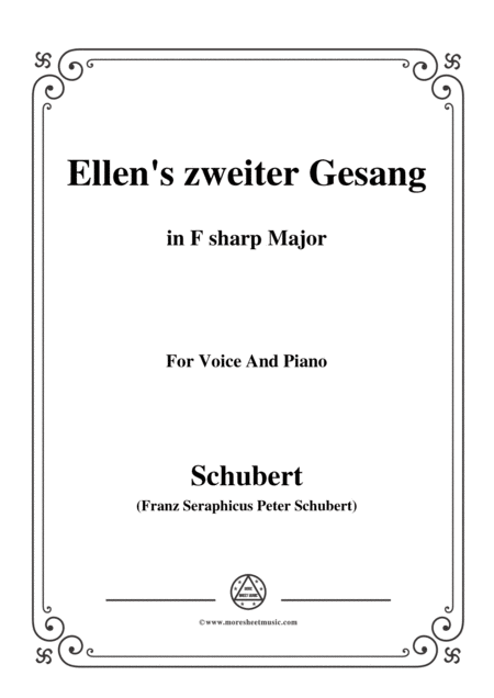 Schubert Ellens Gesang Ii Op 52 No 2 In F Sharp Major For Voice Piano Sheet Music