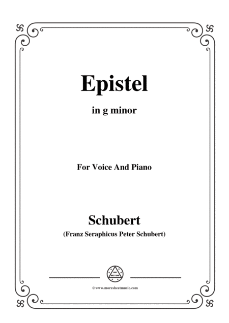 Schubert Epistel Herrn Joseph Spaun In G Minor For Voice Piano Sheet Music