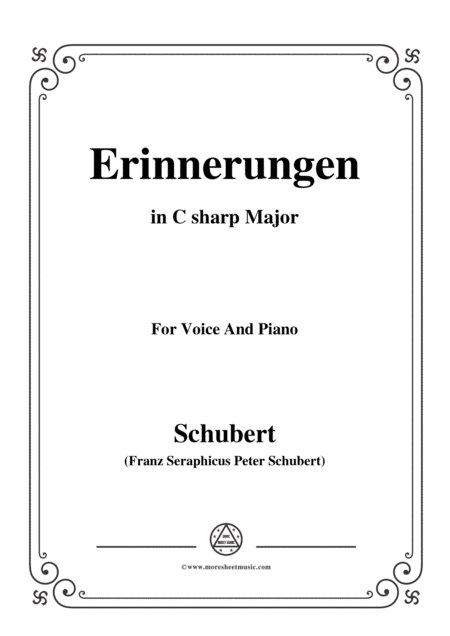 Free Sheet Music Schubert Erinnerungen In C Sharp Major For Voice And Piano