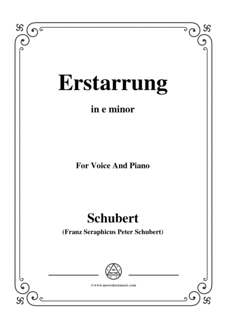 Schubert Erstarrung From Winterreise Op 89 D 911 No 4 In E Minor For Voice Piano Sheet Music