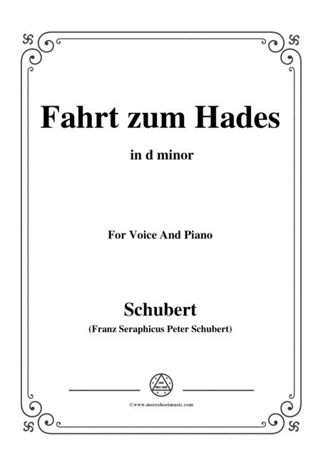 Free Sheet Music Schubert Fahrt Zum Hades In D Minor D 526 For Voice And Piano