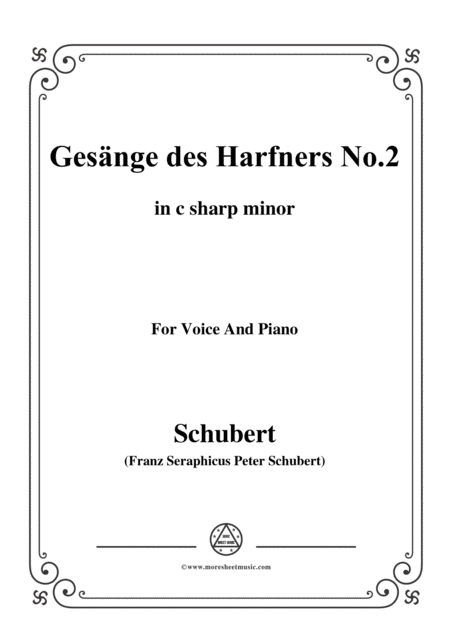 Schubert Gesnge Des Harfners Op 12 No 2 In C Sharp Minor For Voice Piano Sheet Music