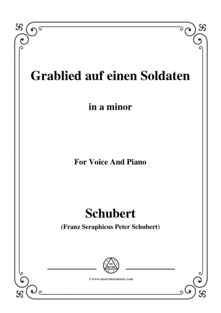 Schubert Grablied Auf Einen Soldaten In A Minor For Voice Piano Sheet Music